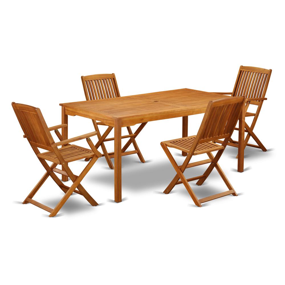 Wooden Patio Set Natural Oil CMCM52CANA By East West Furniture | Outdoor Dining Sets | Modishstore - 2