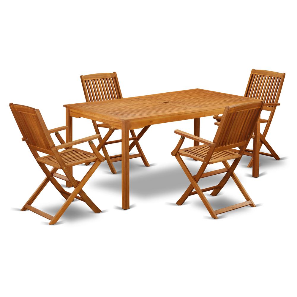 Wooden Patio Set Natural Oil CMCM5CANA By East West Furniture | Outdoor Dining Sets | Modishstore - 2