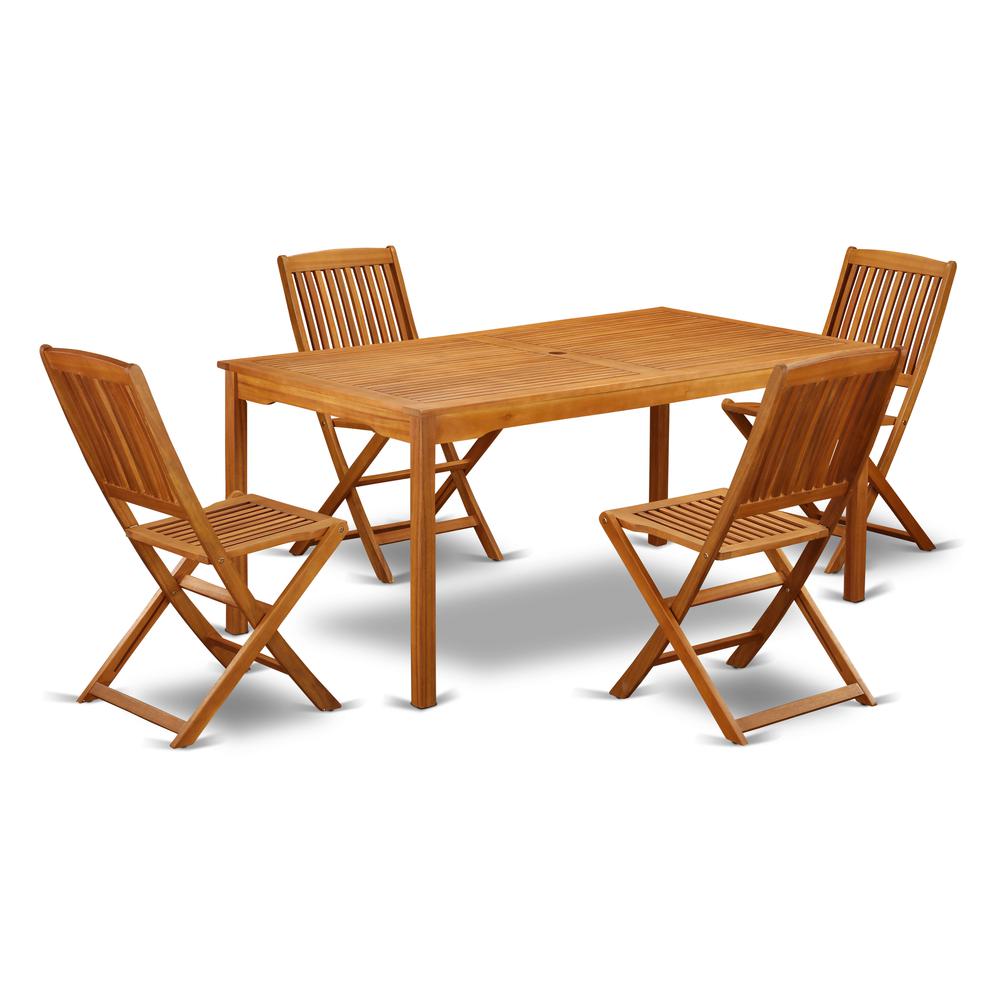 Wooden Patio Set Natural Oil CMCM5CWNA By East West Furniture | Outdoor Dining Sets | Modishstore - 2