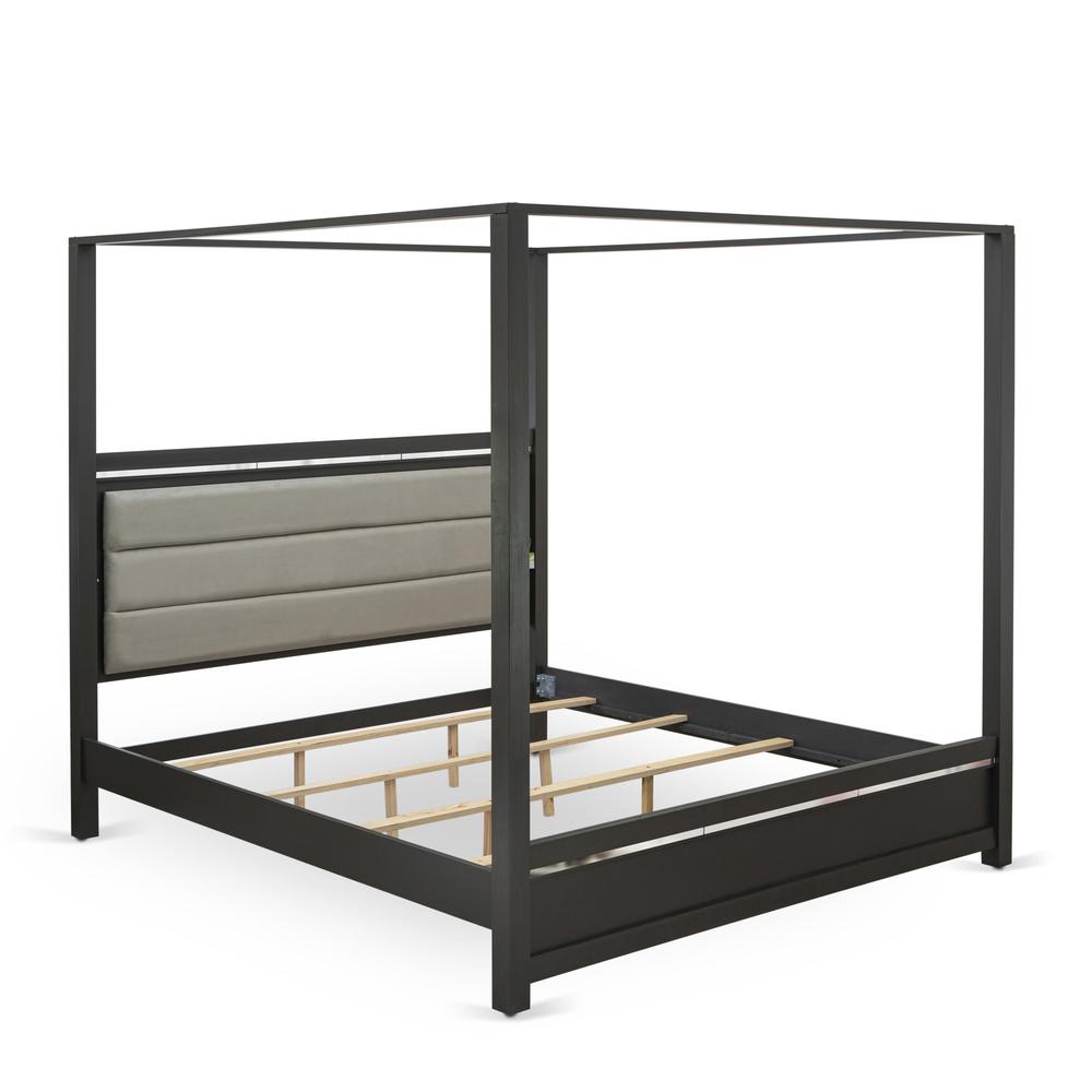 1-Piece Denali King Bed Frame For A King Size Bedroom Set - Brushed Gray Finish By East West Furniture | Bedroom Sets | Modishstore - 4