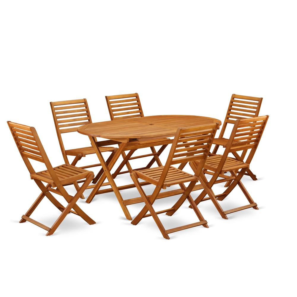 Wooden Patio Set Natural Oil DIBS7CWNA By East West Furniture | Outdoor Dining Sets | Modishstore - 2