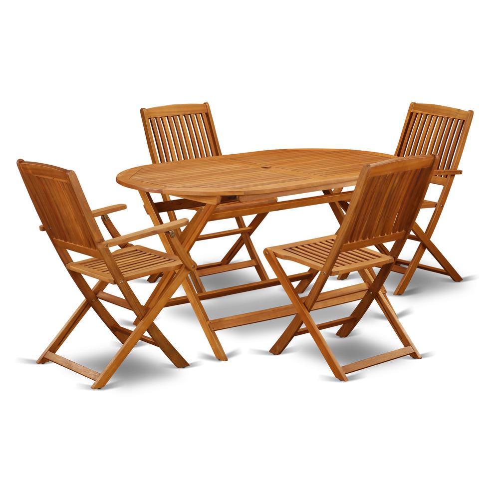 Wooden Patio Set Natural Oil DICM52CANA By East West Furniture | Outdoor Dining Sets | Modishstore - 2