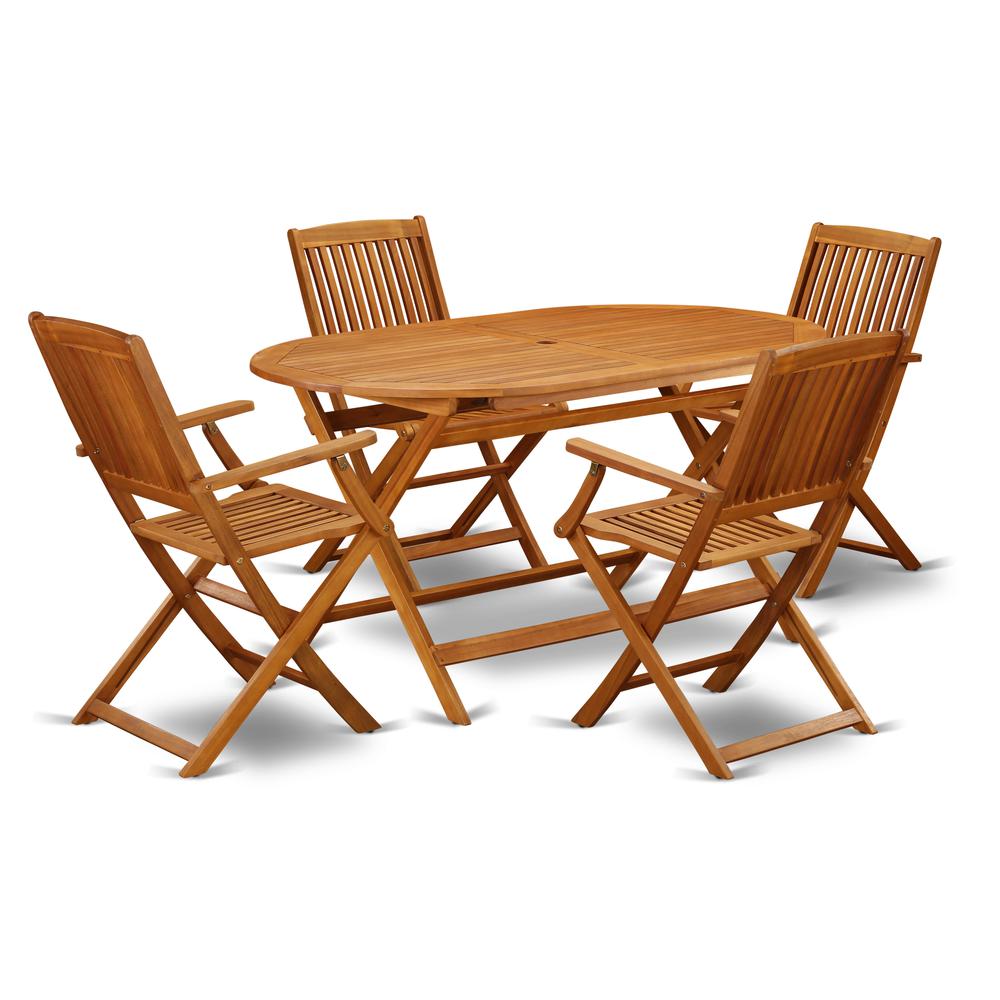 Wooden Patio Set Natural Oil DICM5CANA By East West Furniture | Outdoor Dining Sets | Modishstore - 2