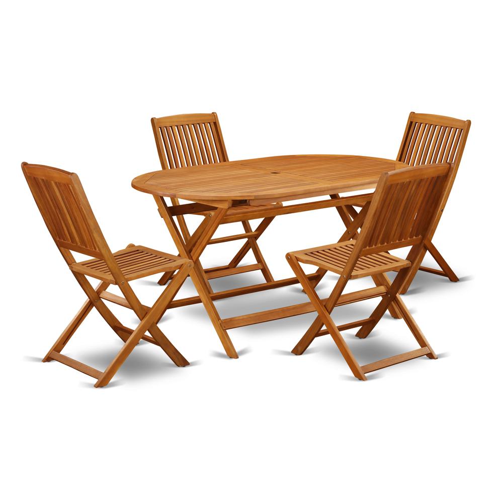 Wooden Patio Set Natural Oil DICM5CWNA By East West Furniture | Outdoor Dining Sets | Modishstore - 2