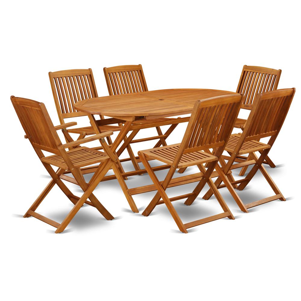 Wooden Patio Set Natural Oil DICM72CANA By East West Furniture | Outdoor Dining Sets | Modishstore - 2