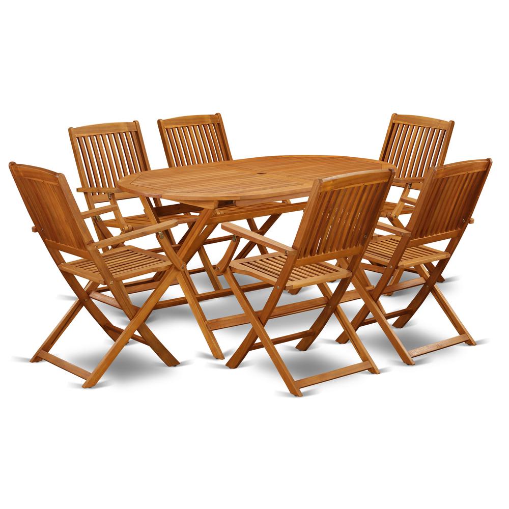 Wooden Patio Set Natural Oil DICM7CANA By East West Furniture | Outdoor Dining Sets | Modishstore - 2