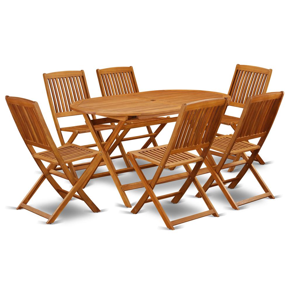 Wooden Patio Set Natural Oil DICM7CWNA By East West Furniture | Outdoor Dining Sets | Modishstore - 2
