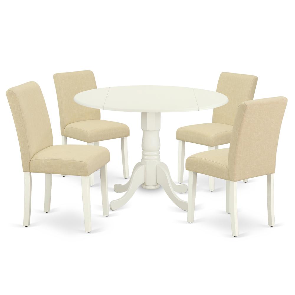 Dining Room Set Linen White DLAB5-LWH-02 By East West Furniture | Dining Sets | Modishstore - 2