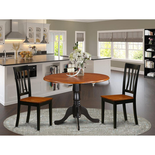 Dining Set - 3 Pcs With 2 Wooden Chairs By East West Furniture - Dlan3-Bch-W | Dining Sets | Modishstore