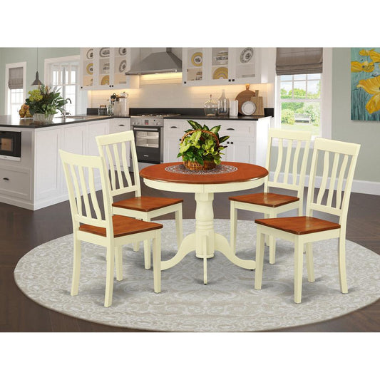 Dining Set - 5 Pcs With 4 Wood Chairs In Buttermilk By East West Furniture | Dining Sets | Modishstore