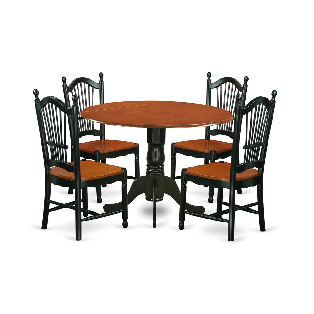 Dining Room Set Black & Cherry DLDO5-BCH-W By East West Furniture | Dining Sets | Modishstore - 2