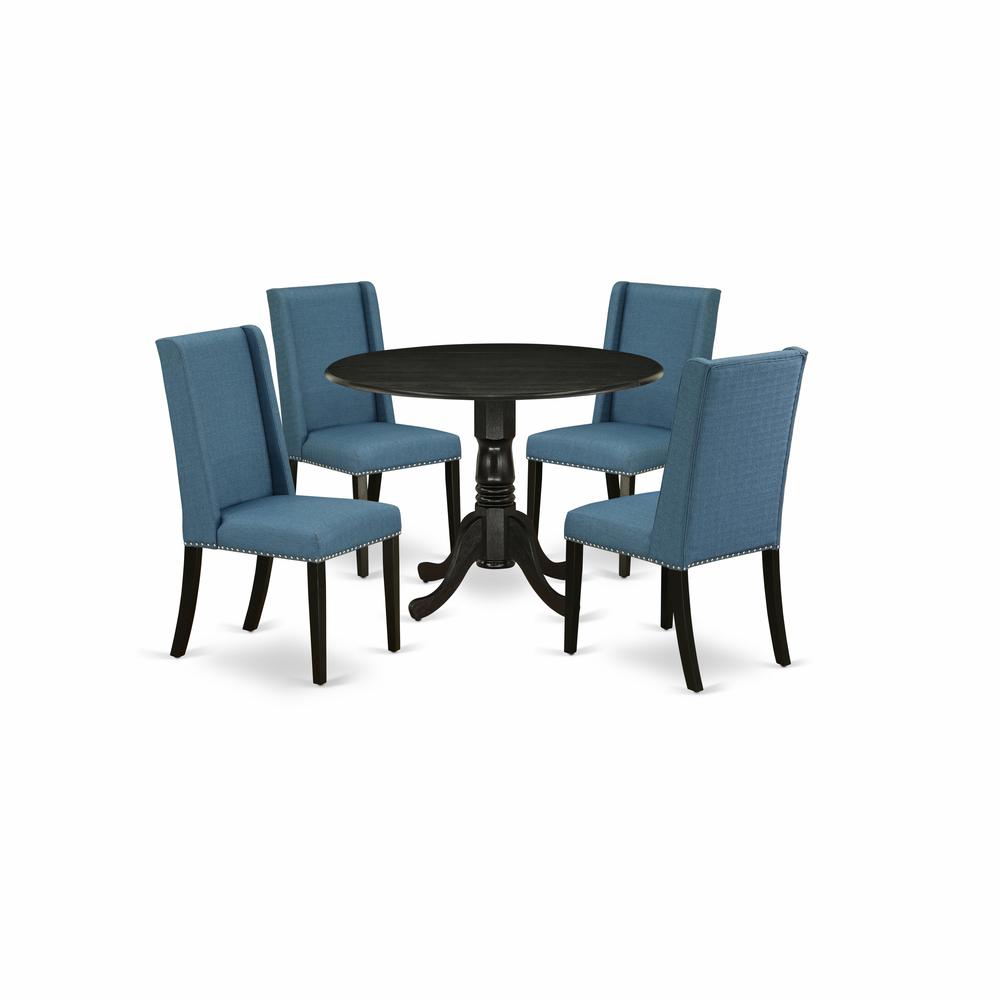 Dining Room Set Wirebrushed Black DLFL5 - ABK - 21 By East West Furniture | Dining Sets | Modishstore - 2