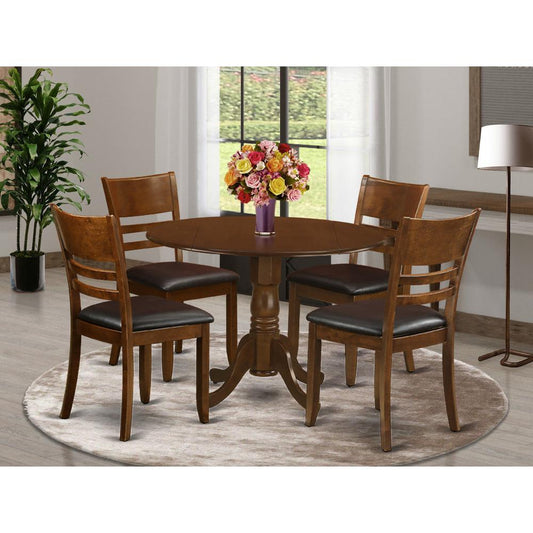 5 Pc Dinette Table With 2Drop-Leaf And 4 Leather Kitchen Chairs By East West Furniture | Dining Sets | Modishstore