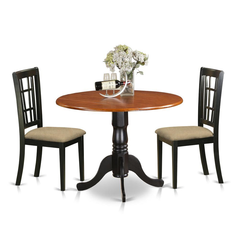 3 Pc Kitchen Table Set-Dining Table And 2 Wood Kitchen Chairs By East West Furniture - Dlni3-Bch-C | Dining Sets | Modishstore