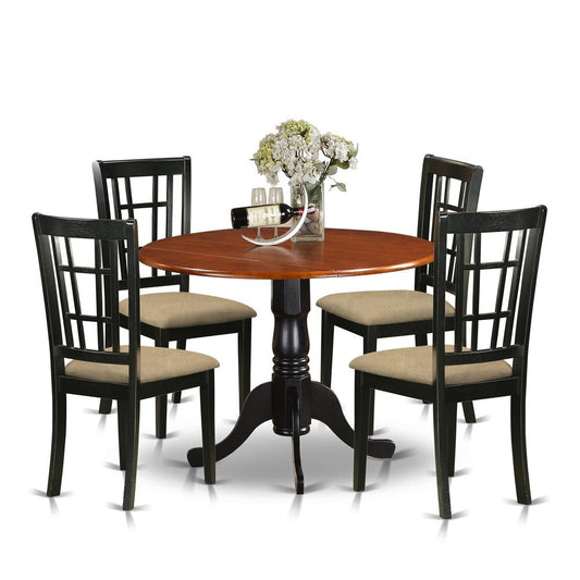 5 Pc Kitchen Table Set-Dining Table And 4 Wood Kitchen Chairs By East West Furniture - Dlni5-Bch-C | Dining Sets | Modishstore