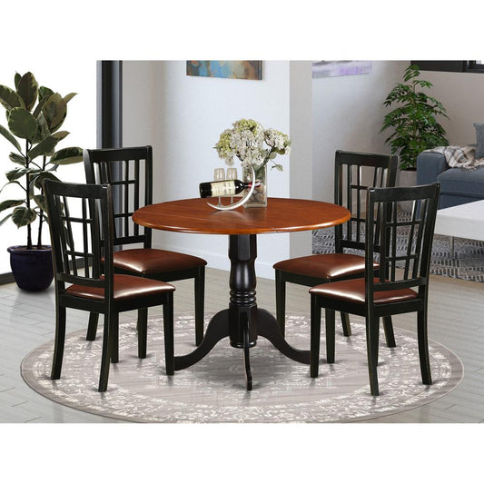 5 Pc Kitchen Table Set-Dining Table And 4 Wood Kitchen Chairs By East West Furniture - Dlni5-Bch-Lc | Dining Sets | Modishstore