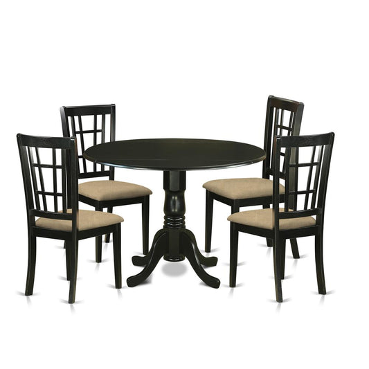 5 Pc Dining Room Set For 4-Dining Table And 4 Dining Chairs By East West Furniture - Dlni5-Blk-C | Dining Sets | Modishstore
