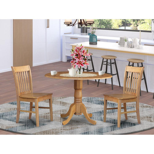 3 Pc Kitchen Nook Dining Set-Round Kitchen Table Plus 2 Dinette Chairs By East West Furniture | Dining Sets | Modishstore