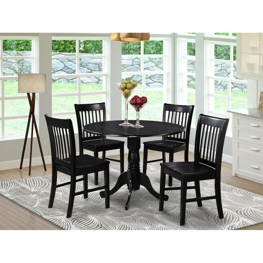 5 Pc Small Kitchen Table And Chairs Set-Round Kitchen Table And 4 Dinette Chairs By East West Furniture | Dining Sets | Modishstore