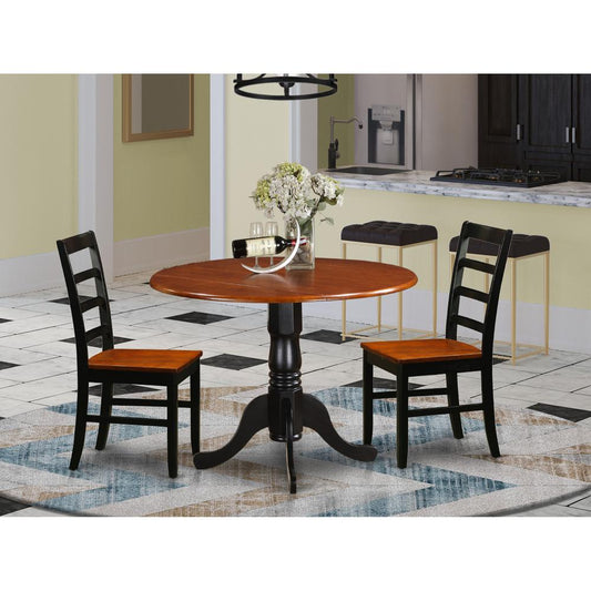 3 Pc Kitchen Table Set-Dining Table And 2 Wooden Kitchen Chairs By East West Furniture - Dlpf3-Bch-W | Dining Sets | Modishstore