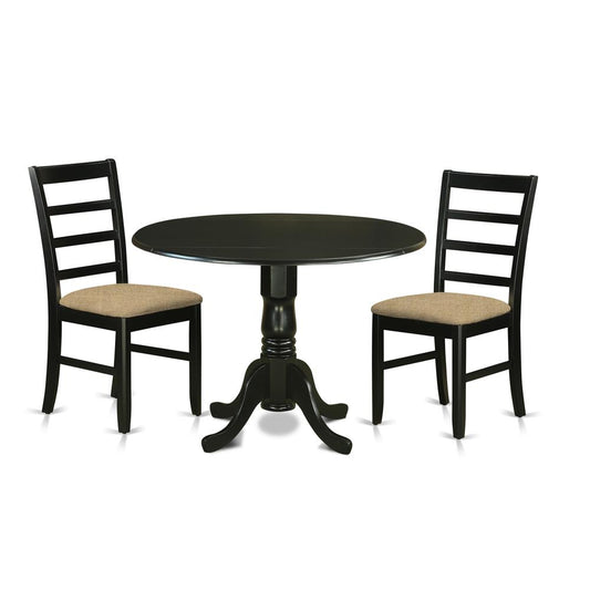 3 Pc Dining Room Set-Dining Table And 2 Dining Chairs By East West Furniture - Dlpf3-Blk-C | Dining Sets | Modishstore