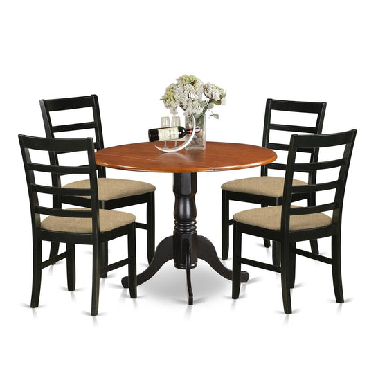 5 Pc Kitchen Table Set-Dining Table And 4 Wooden Kitchen Chairs By East West Furniture - Dlpf5-Bch-C | Dining Sets | Modishstore