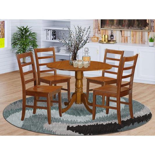 5 Pc Kitchen Table Set-Dining Table And 4 Wood Kitchen Chairs By East West Furniture - Dlpf5-Sbr-W | Dining Sets | Modishstore