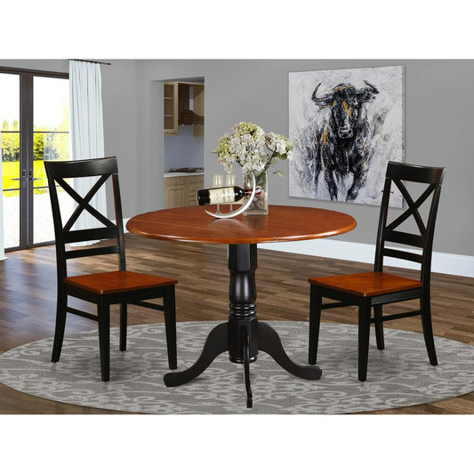 3 Pc Kitchen Table Set-Dining Table And 2 Wooden Kitchen Chairs By East West Furniture - Dlqu3-Bch-W | Dining Sets | Modishstore