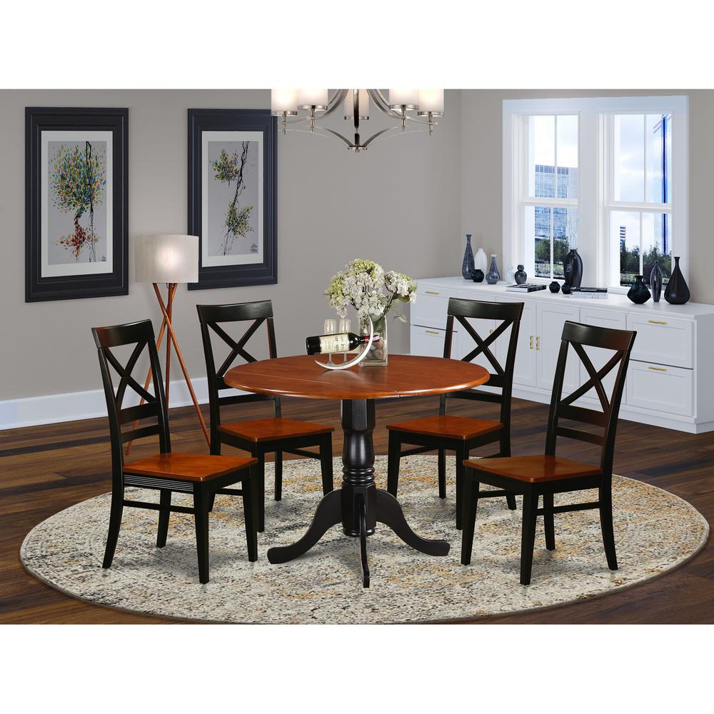 5 Pc Kitchen Table Set-Dining Table And 4 Wooden Kitchen Chairs By East West Furniture - Dlqu5-Bch-W | Dining Sets | Modishstore