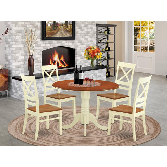 5 Pc Small Kitchen Table Set - Kitchen Table And 4 Dinette Chairs By East West Furniture - Dlqu5-Bmk-W | Dining Sets | Modishstore