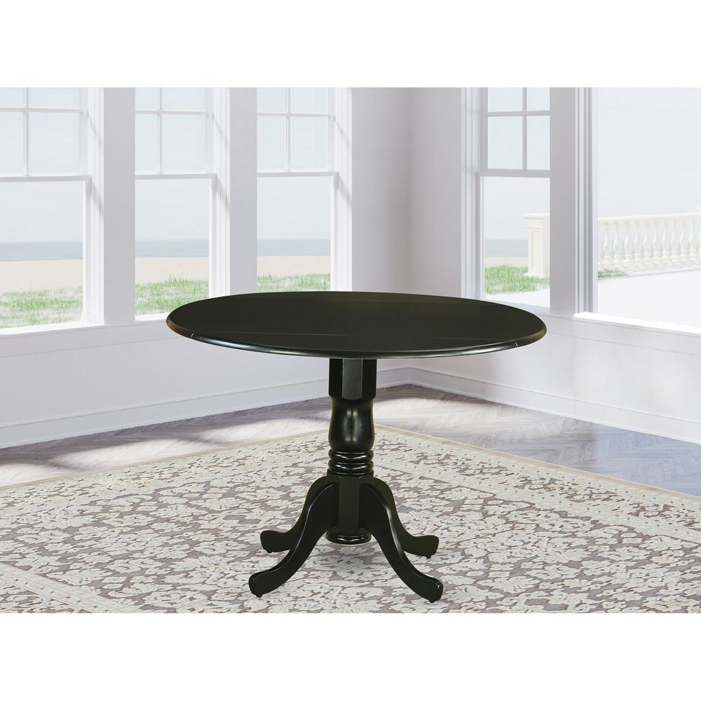 Dublin Round Table With Two 9" Drop Leaves In Black And Cherry Finish By East West Furniture | Dining Tables | Modishstore - 4