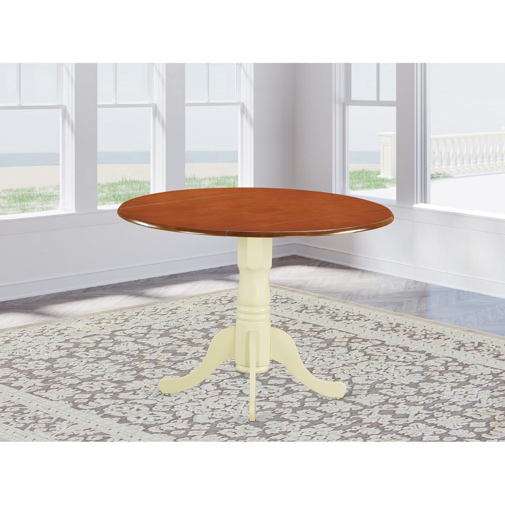 Dublin Round Table With Two 9" Drop Leaves In Black And Cherry Finish By East West Furniture | Dining Tables | Modishstore - 7