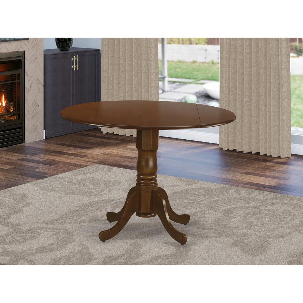 Dublin Round Table With Two 9" Drop Leaves In Black And Cherry Finish By East West Furniture | Dining Tables | Modishstore - 10