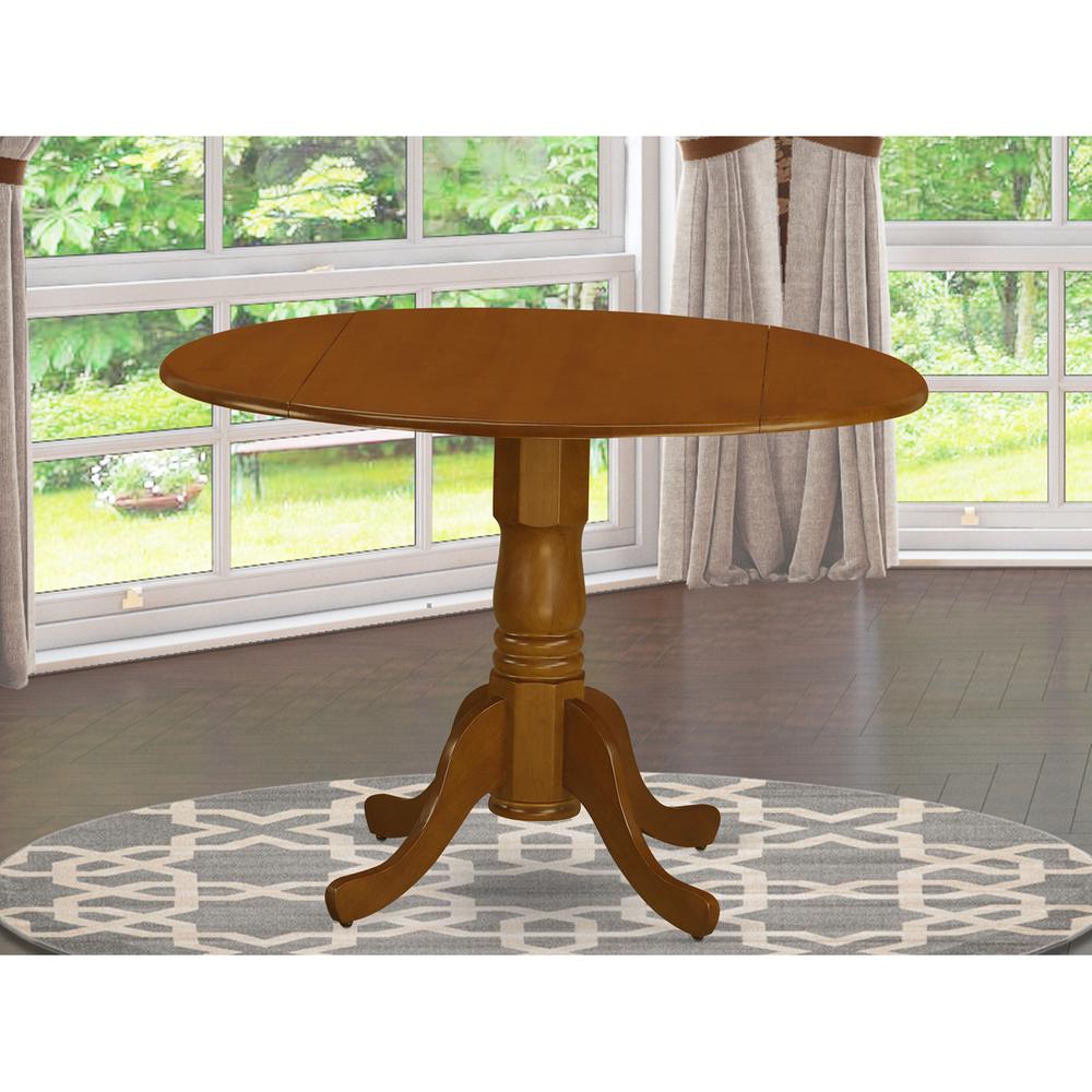 Dublin Round Table With Two 9" Drop Leaves In Black And Cherry Finish By East West Furniture | Dining Tables | Modishstore - 19