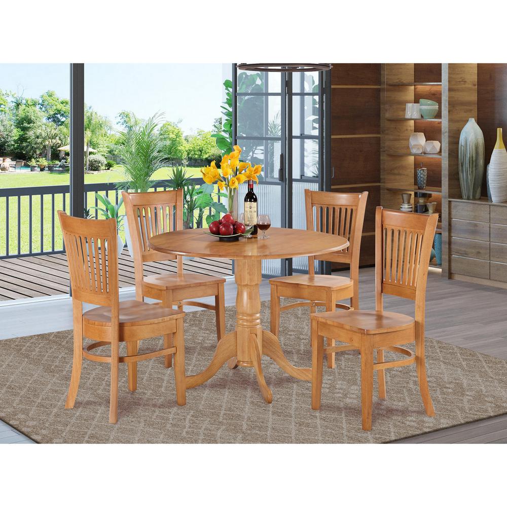 5 Pc Kitchen Nook Dining Set-Round Table And 4 Dinette Chairs Chairs By East West Furniture | Dining Sets | Modishstore