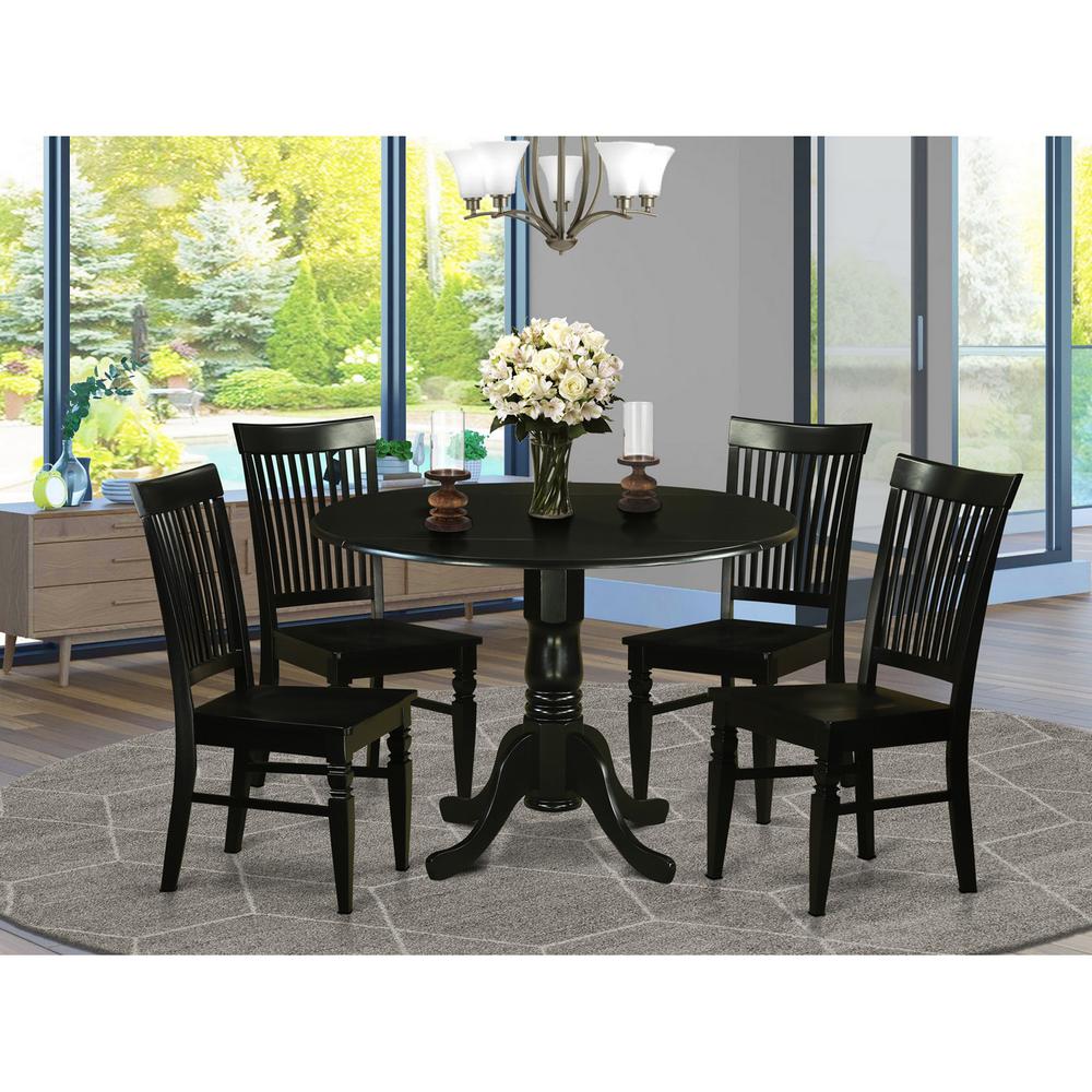 5 Pc Small Kitchen Table Set - Table And 4 Dining Chairs By East West Furniture - Dlwe5-Blk-W | Dining Sets | Modishstore