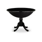 Round Wood Table Wire Brushed Black Color Table Top Surface And Asian Wood Drops Leave Kitchen Table By East West Furniture | Dining Tables | Modishstore - 4