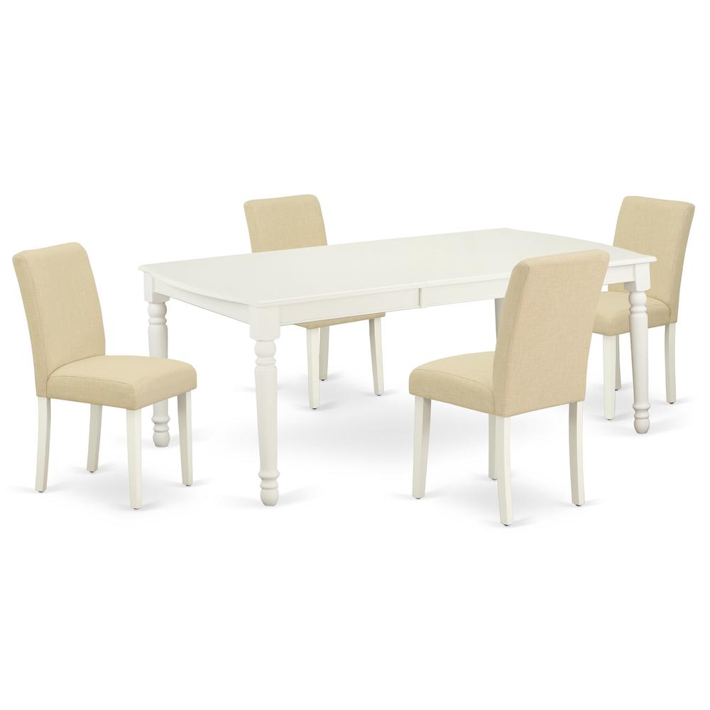 Dining Room Set Linen White DOAB5-LWH-02 By East West Furniture | Dining Sets | Modishstore - 2