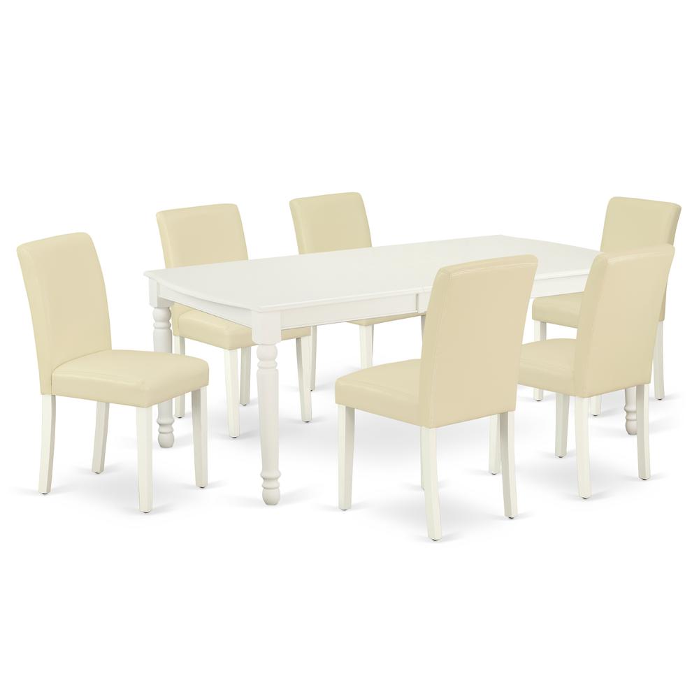 Dining Room Set Linen White DOAB7-LWH-64 By East West Furniture | Dining Sets | Modishstore - 2