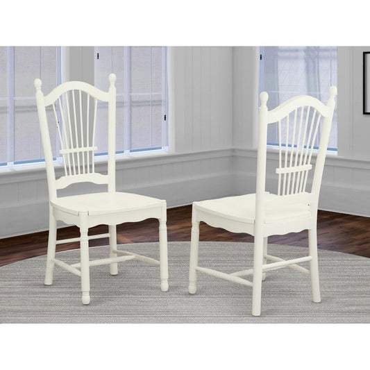 Dover Dining Room Chairs With Wood Seat - Finished In Linen White, Set Of 2 By East West Furniture | Dining Chairs | Modishstore