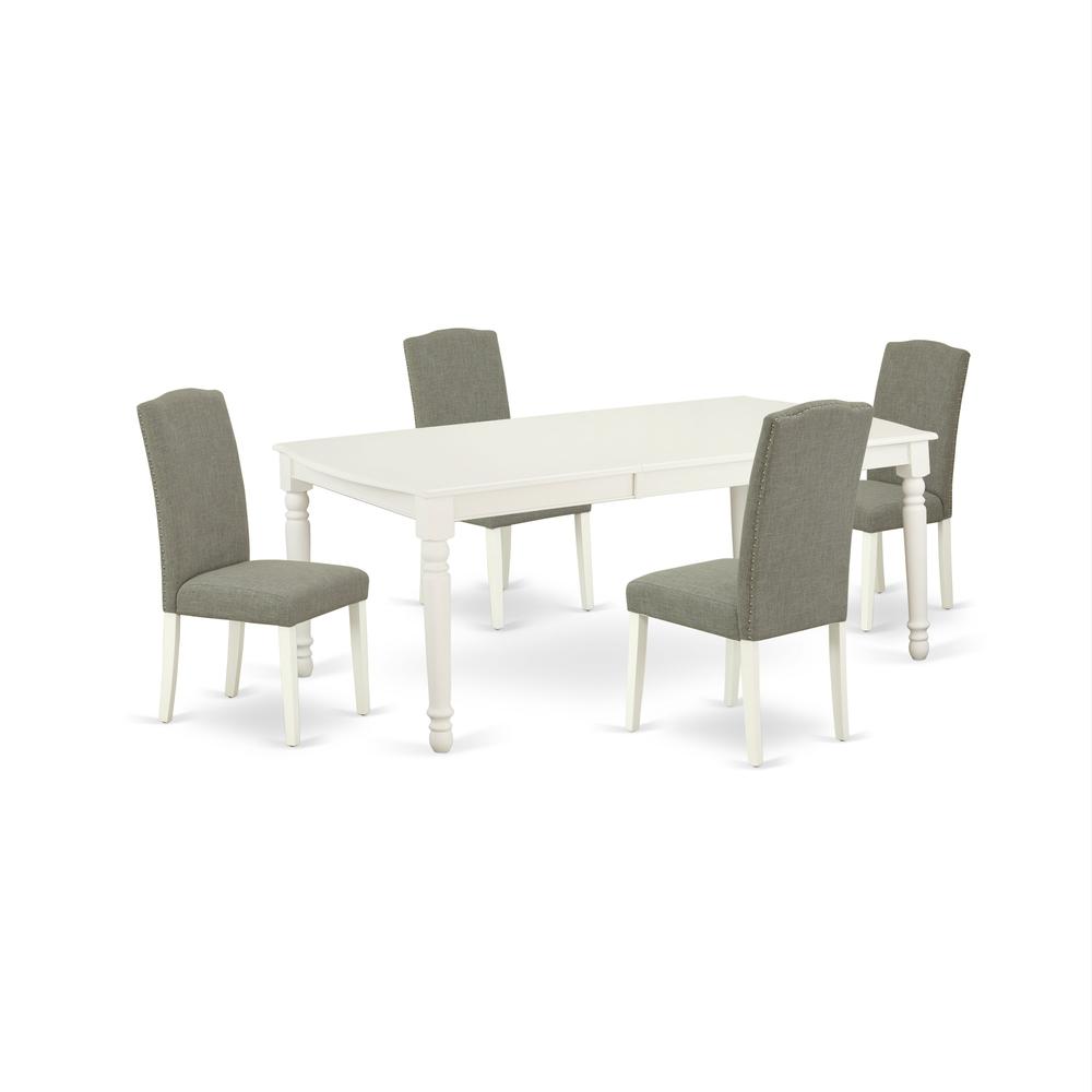 Dining Room Set Linen White DOEN5-LWH-06 By East West Furniture | Dining Sets | Modishstore - 2