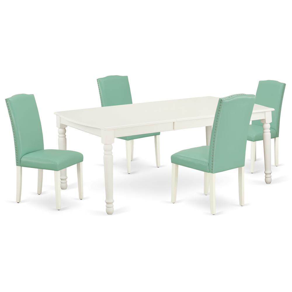 Dining Room Set Linen White DOEN5-LWH-57 By East West Furniture | Dining Sets | Modishstore - 2
