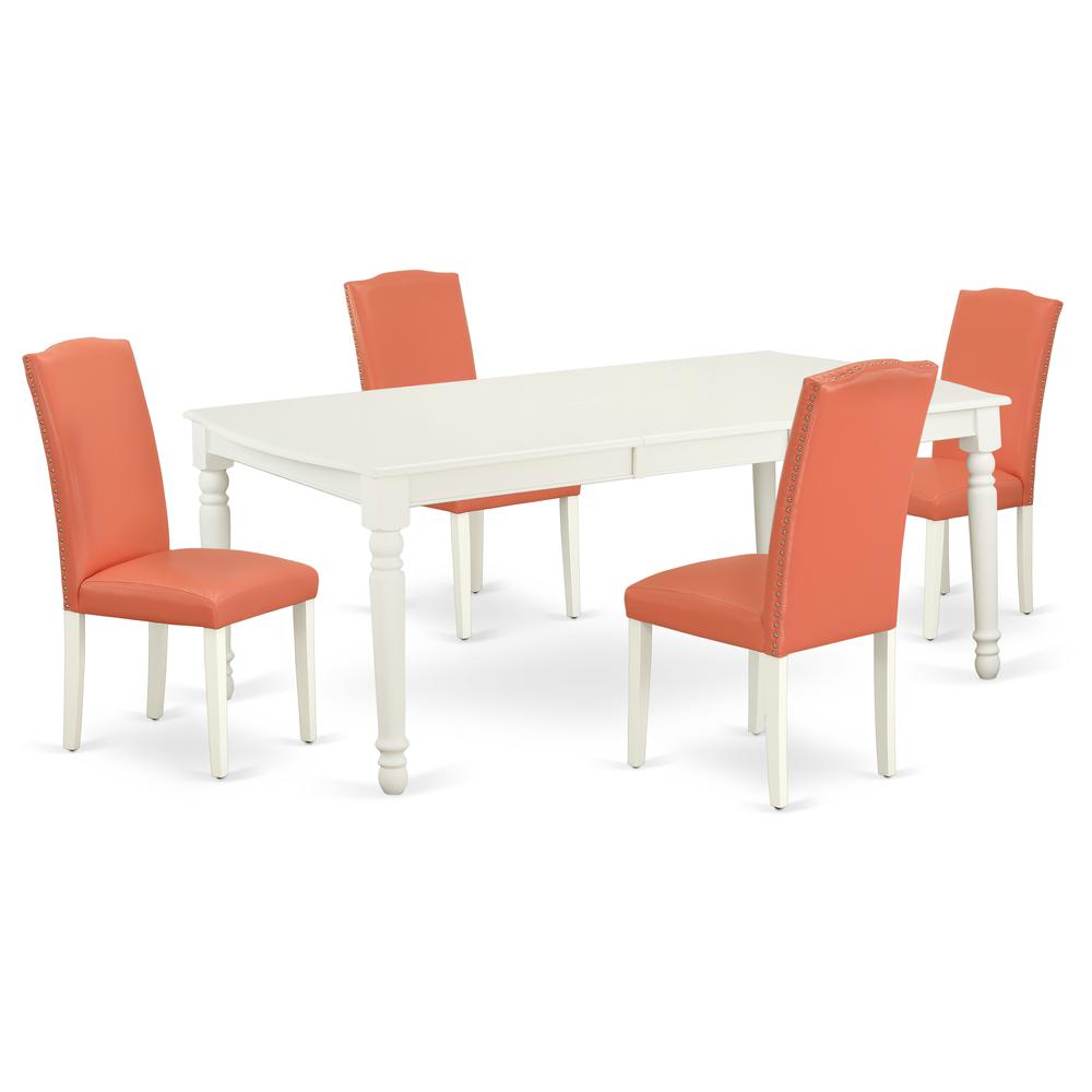 Dining Room Set Linen White DOEN5-LWH-78 By East West Furniture | Dining Sets | Modishstore - 2