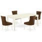 Dining Room Set Linen White DOFR5 - LWH - 18 By East West Furniture | Dining Sets | Modishstore - 2