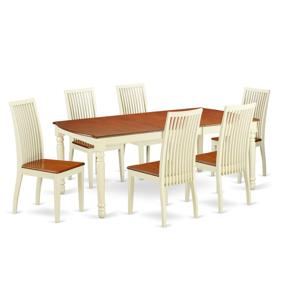 Dining Room Set Buttermilk & Cherry DOIP7-BMK-W By East West Furniture | Dining Sets | Modishstore - 2