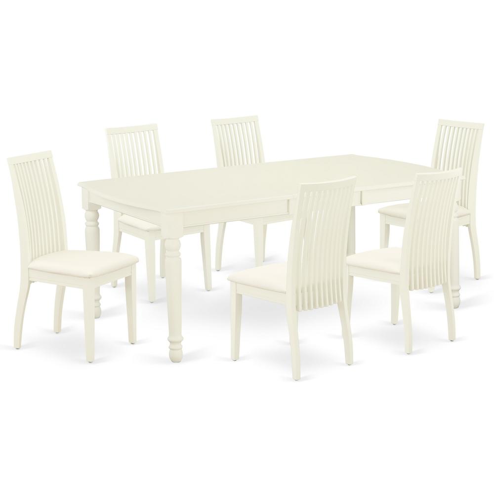 Dining Room Set Linen White DOIP7-LWH-C By East West Furniture | Dining Sets | Modishstore - 2
