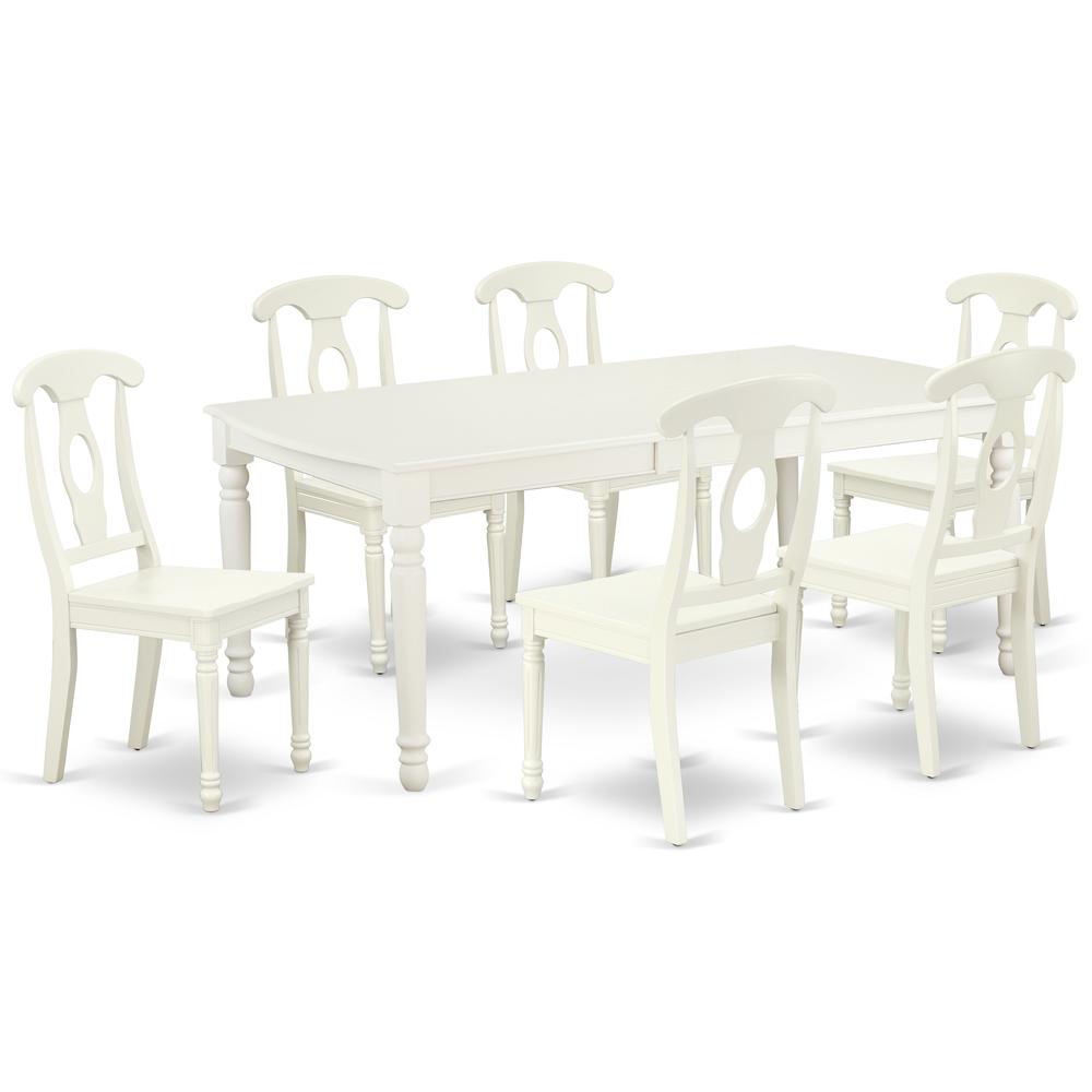 Dining Room Set Linen White DOKE7-LWH-W By East West Furniture | Dining Sets | Modishstore - 2