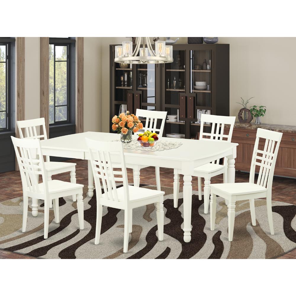3 Pctable And Chair Set With A Dining Table And 6 Dining Chairs In Linen White By East West Furniture | Dining Sets | Modishstore