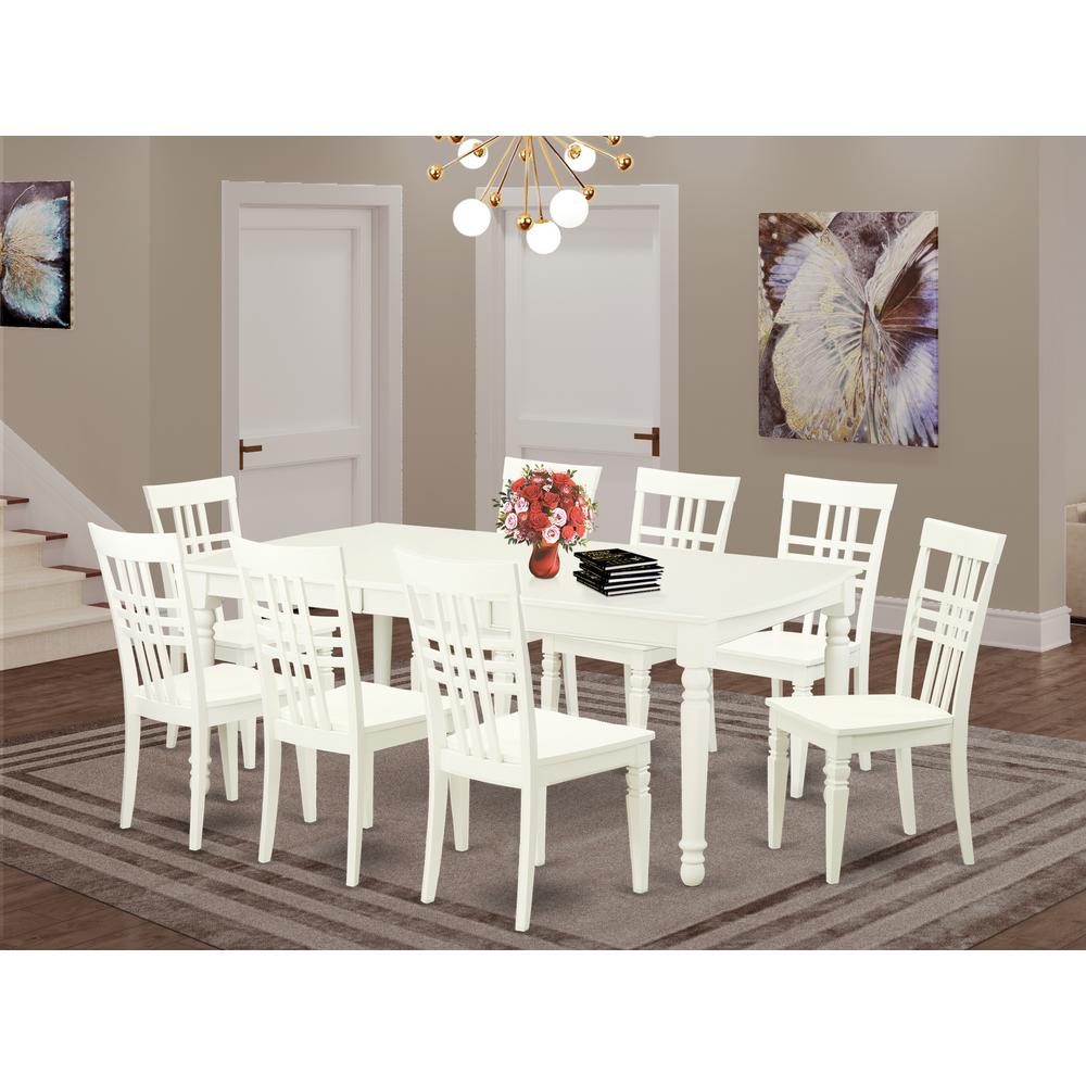 5 Pc Kitchen Tables And Chair Set With A Dining Table And 8 Kitchen Chairs In Linen White By East West Furniture | Dining Sets | Modishstore