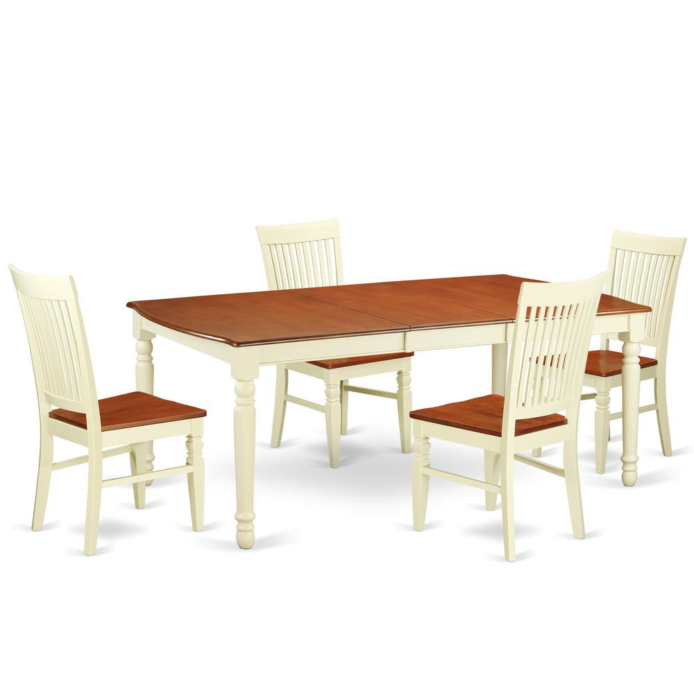Dining Room Set Buttermilk & Cherry DOWE5-BMK-W By East West Furniture | Dining Sets | Modishstore - 2